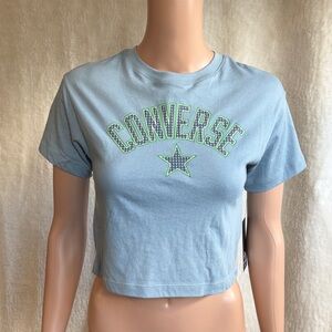 NWT CONVERSE Women's Blue Crop Top Sz S NWT